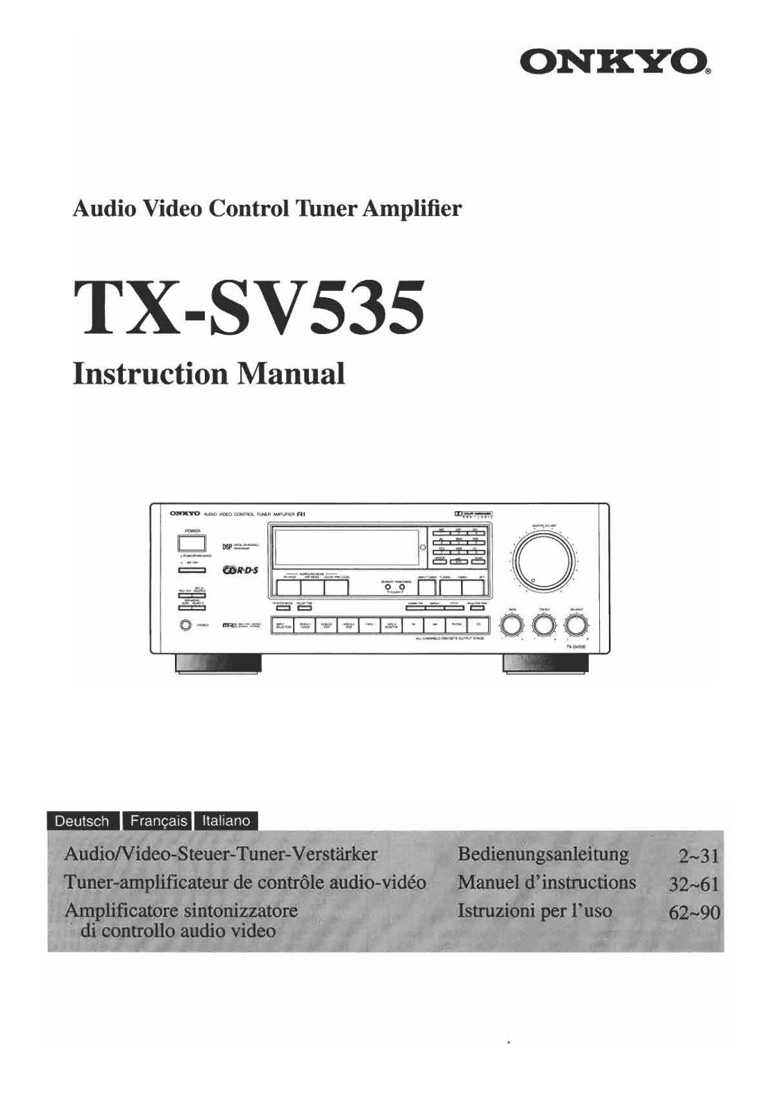 Onkyo TX SV535 Owners Manual