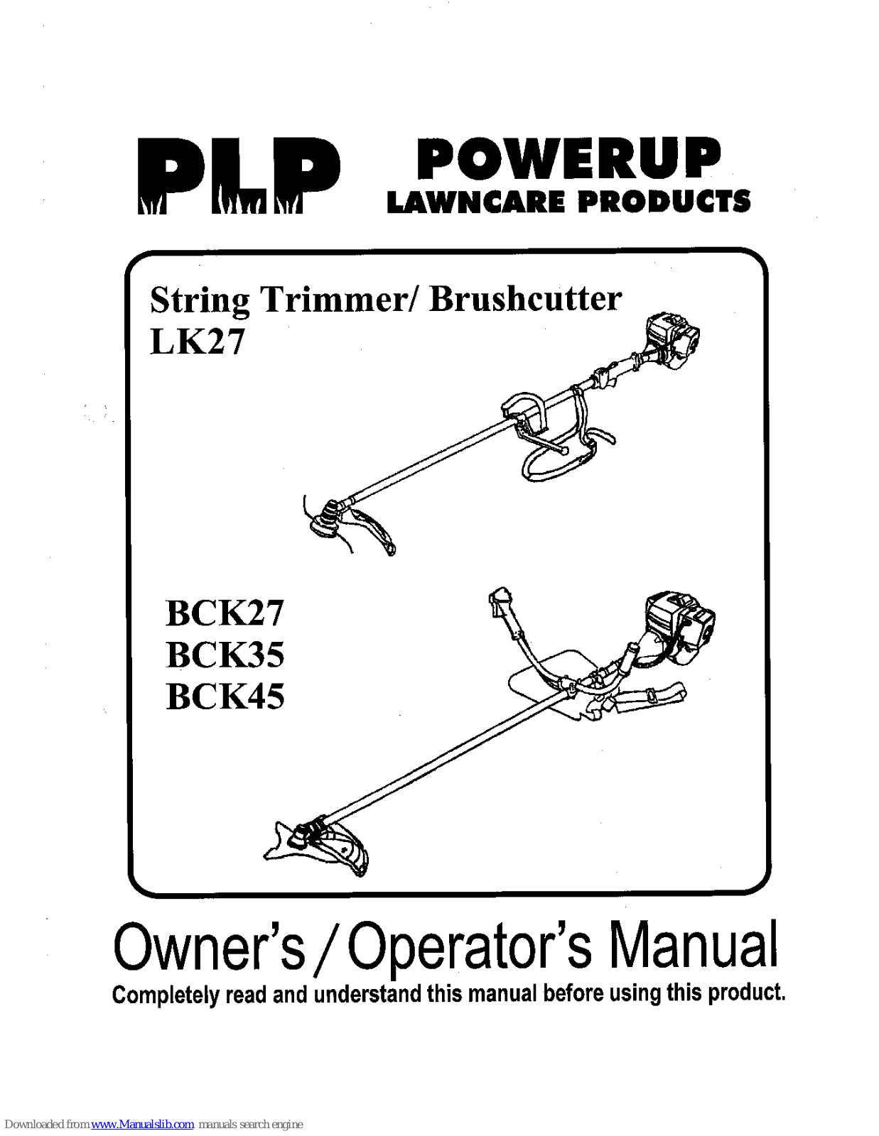 PLP LK27, BCK27, BCK35, BCK45 Owner's Manual