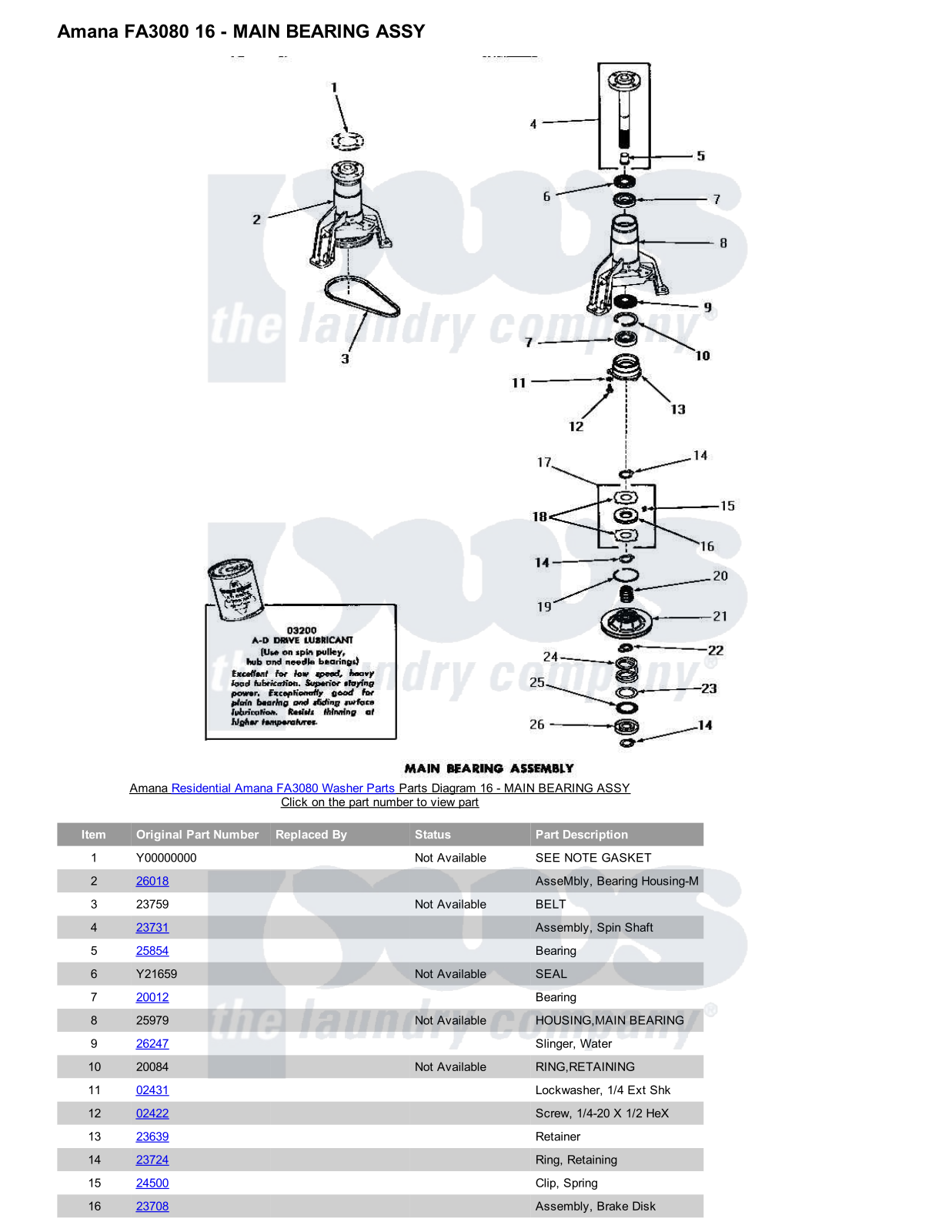 Amana FA3080 Parts Diagram