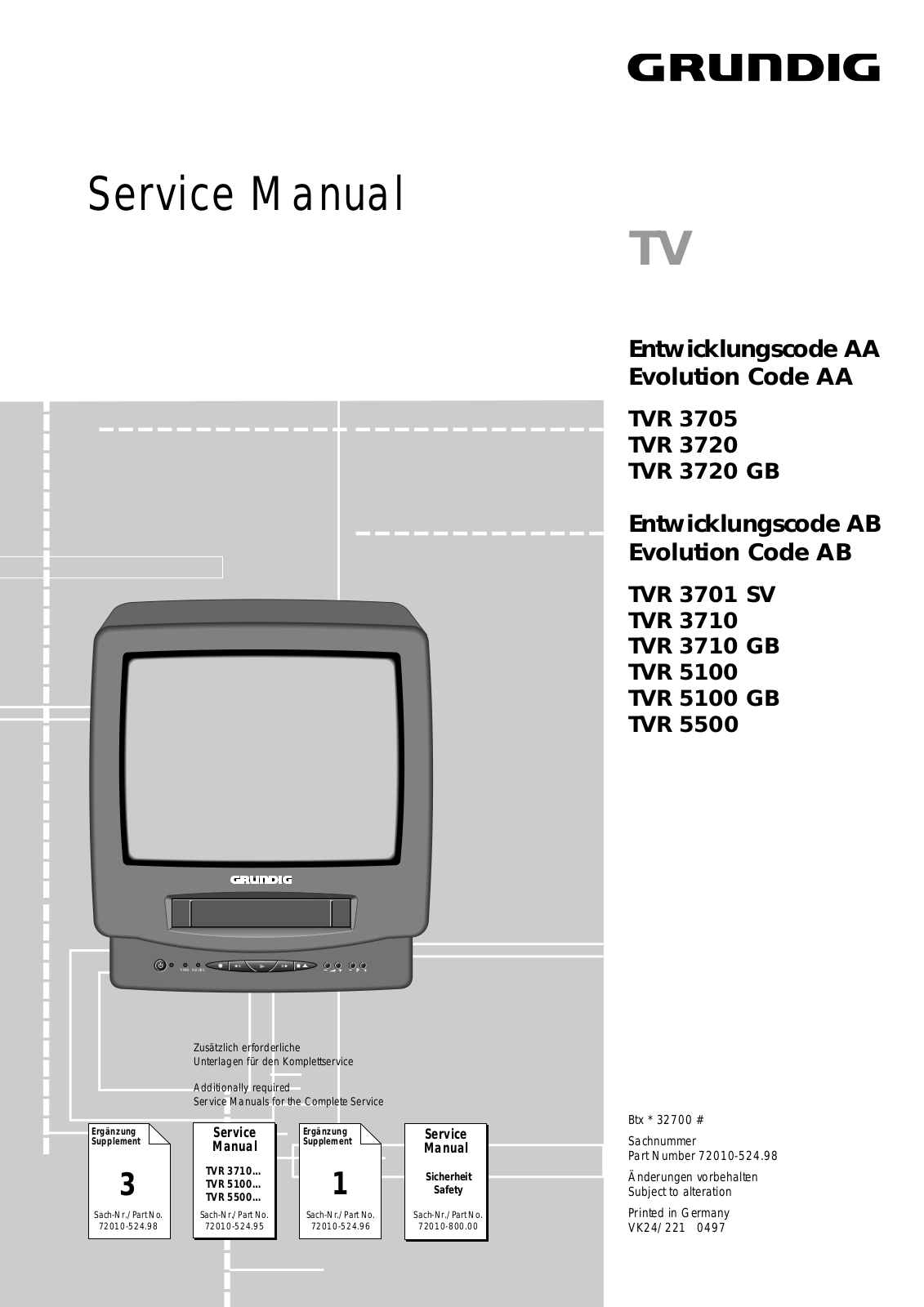 Grundig TVR3701SV, TVR3710, TVR3710GB, TVR5100, TVR5100GB Service Manual