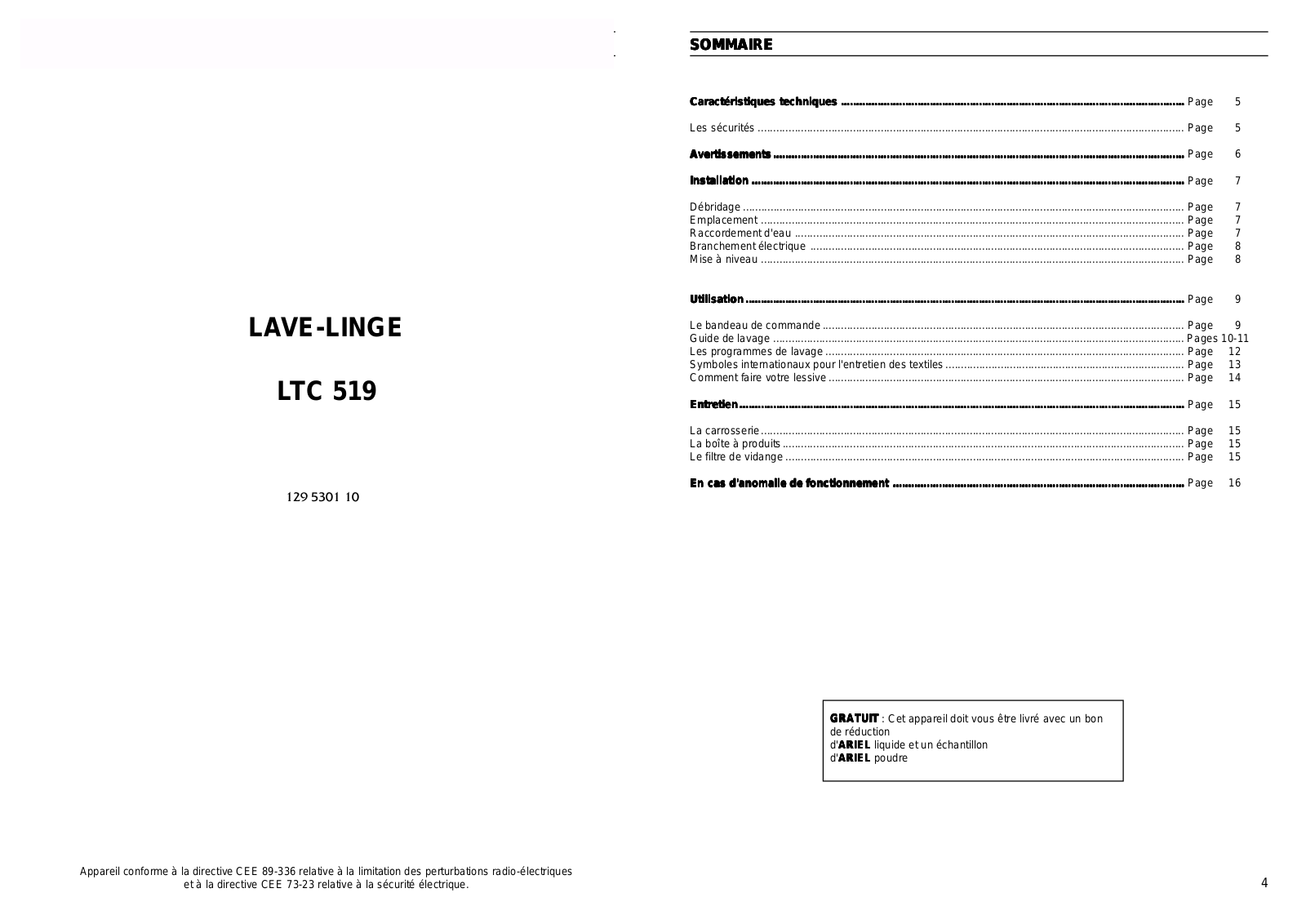 FAURE LTC519 User Manual