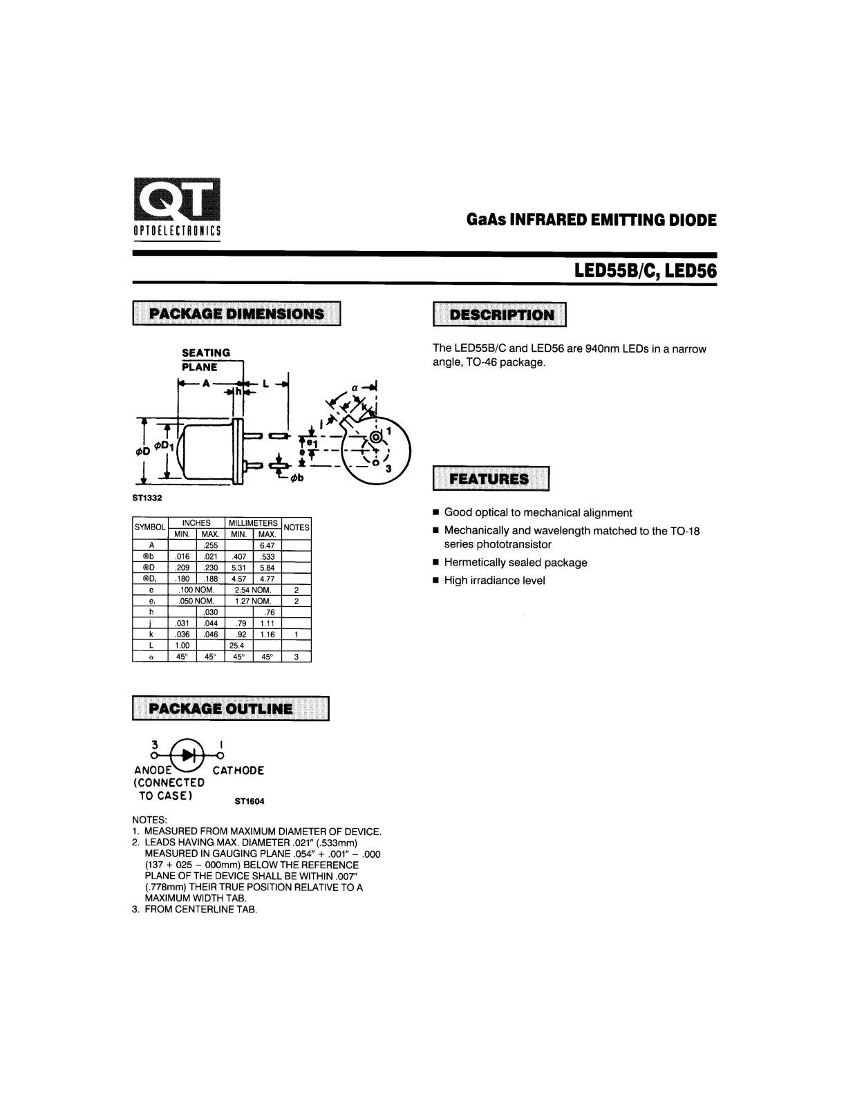 QT LED55C, LED55B, LED56 Datasheet