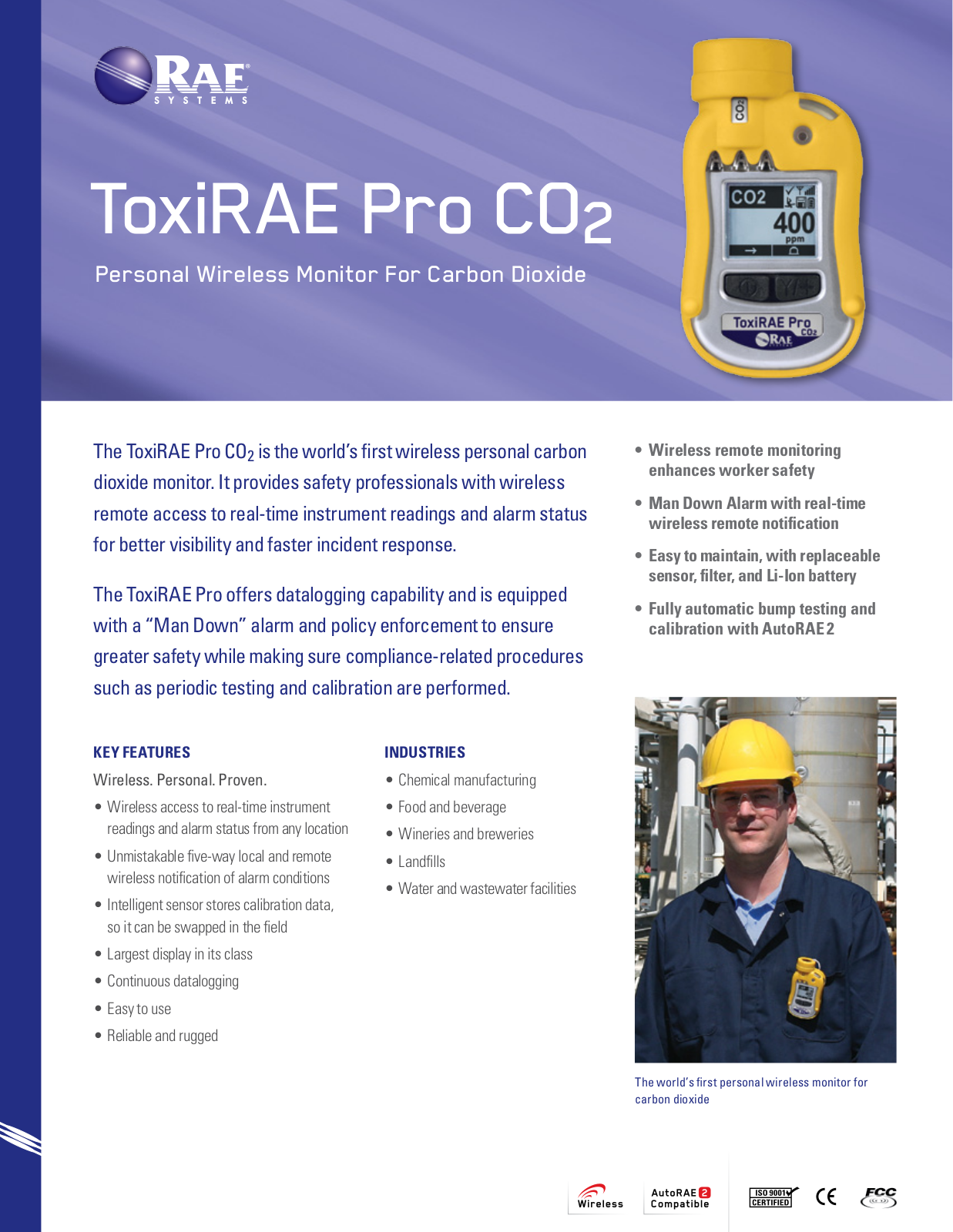 RAE Systems ToxiRAE Pro CO2 Specifications