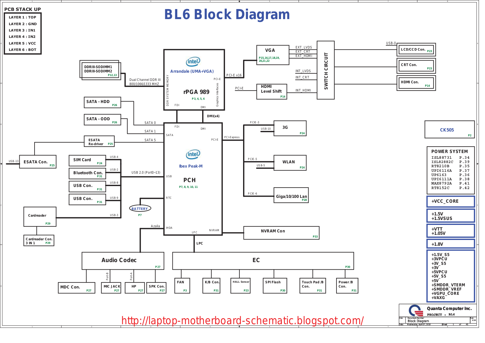 Toshiba L645, L650 Schematics