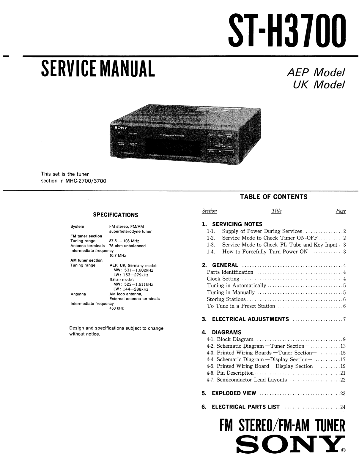 Sony STH-3700 Service manual