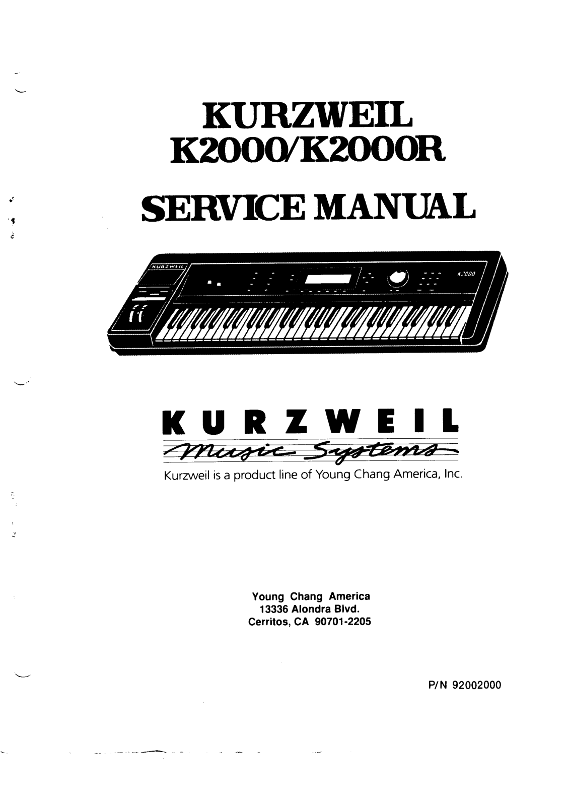 Kurzweil K2000R, K2000 Service Manual