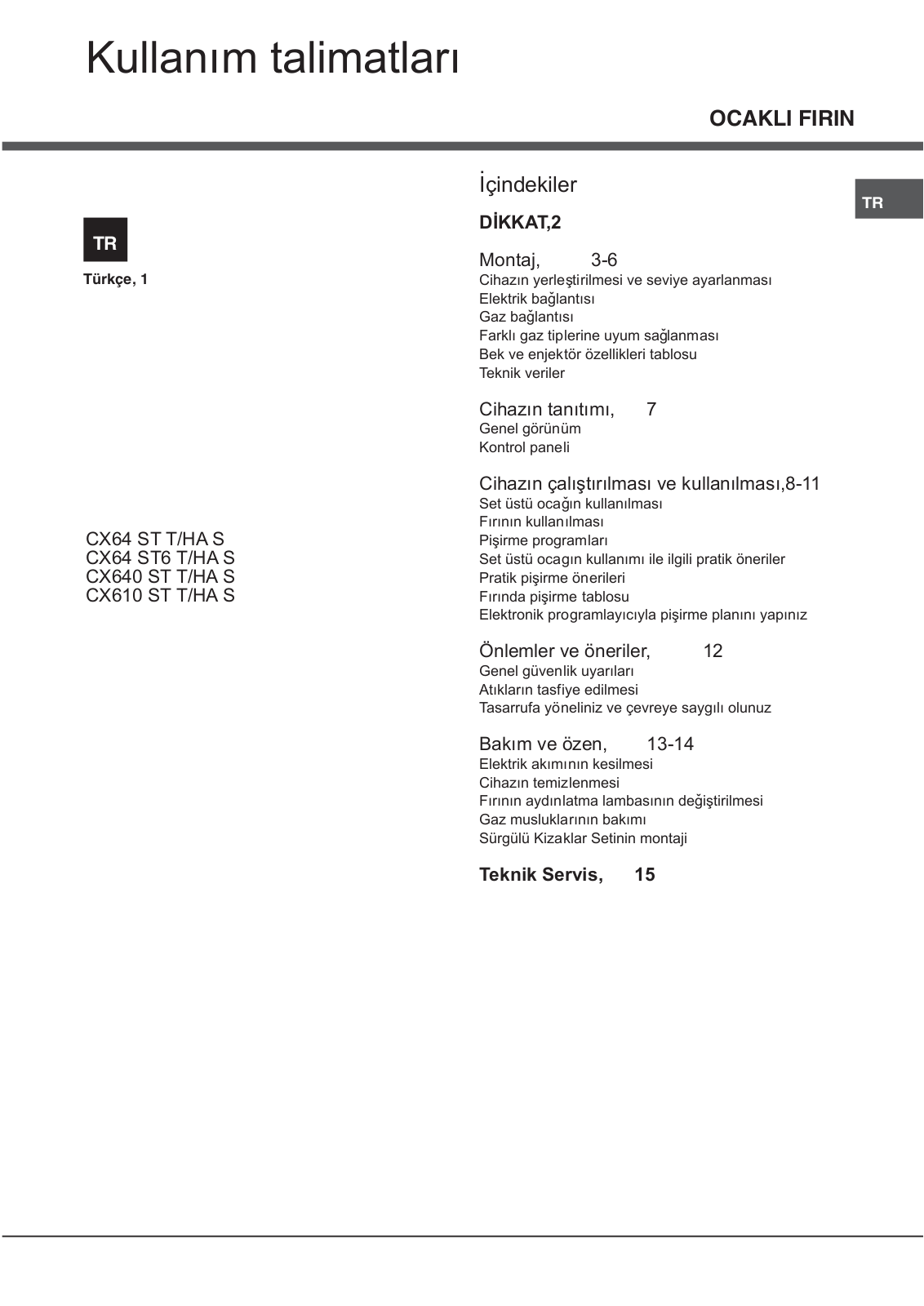 Hotpoint Ariston CX640ST User Manual