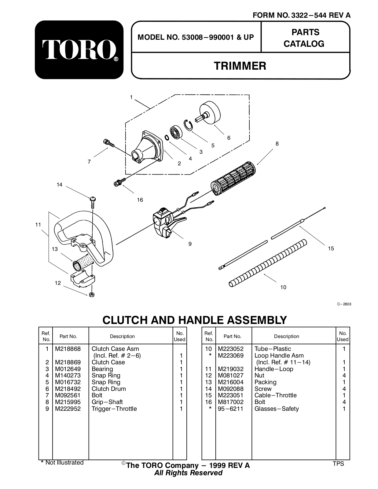 Toro 53008 Parts Catalogue