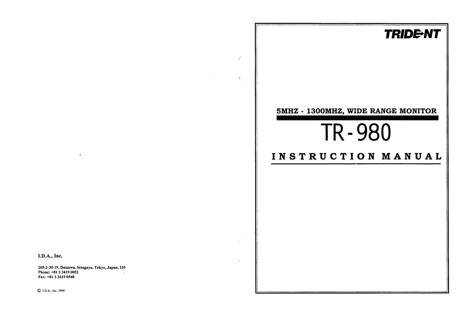 Trident TR-980 Instruction Manual - ManualMachine.com