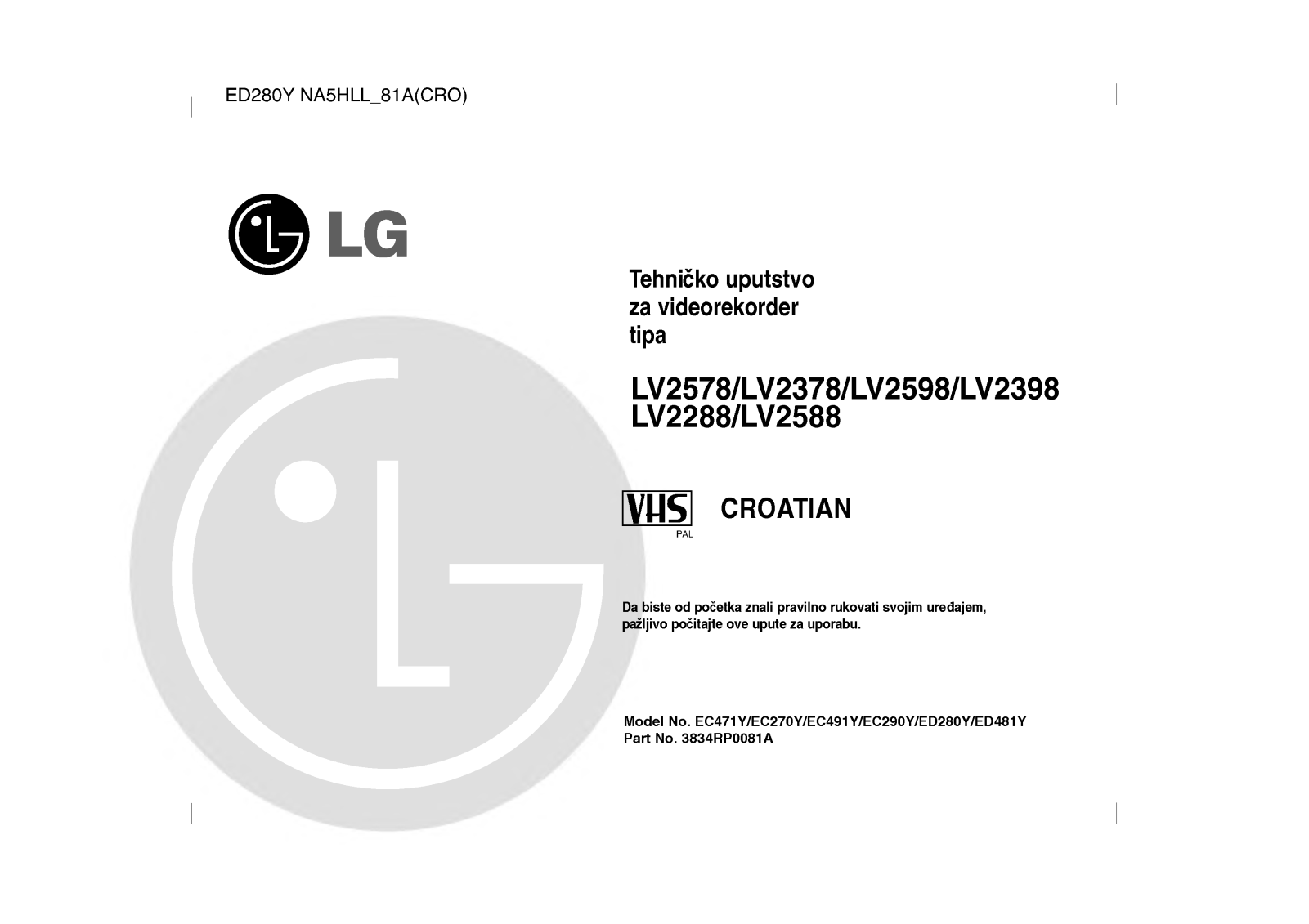 Lg LV2588, LV2288, LV2398, LV2598, LV2378 user Manual