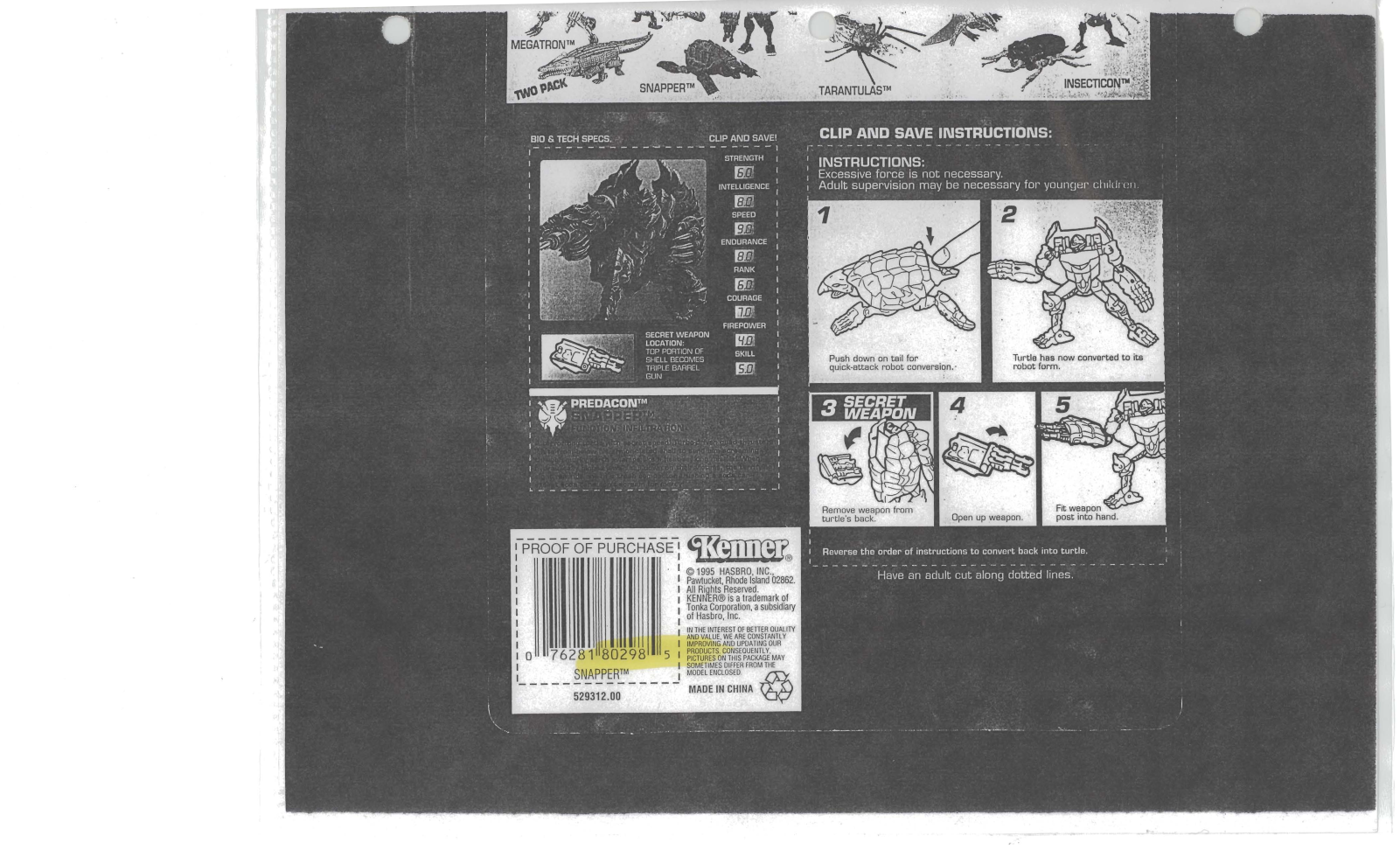 HASBRO Transformers Predacon Snapper User Manual