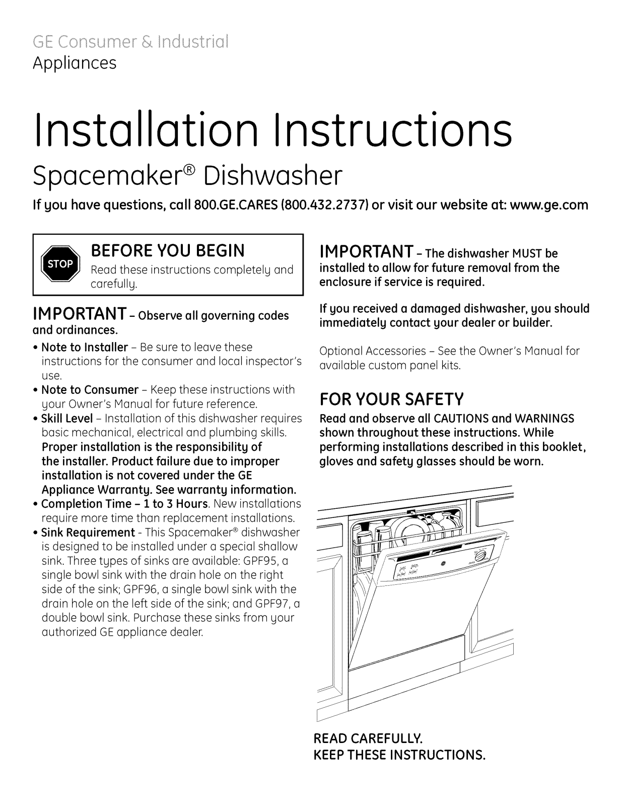 GE GSM2200N00BB, GSM2200N00CC, GSM2200N00WW, GSM2200N10BB, GSM2200N10CC Installation Guide - ManualMachine.com