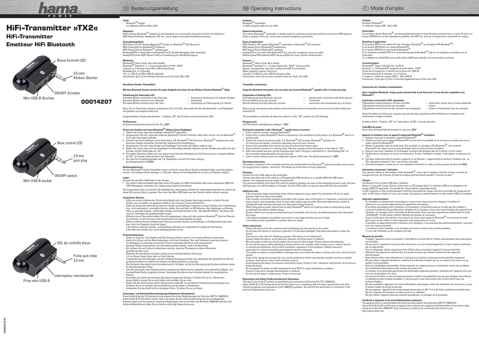 Hama TX2 User Manual