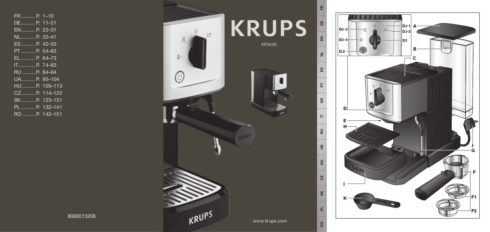 KRUPS XP344010, YY8210FD User Manual