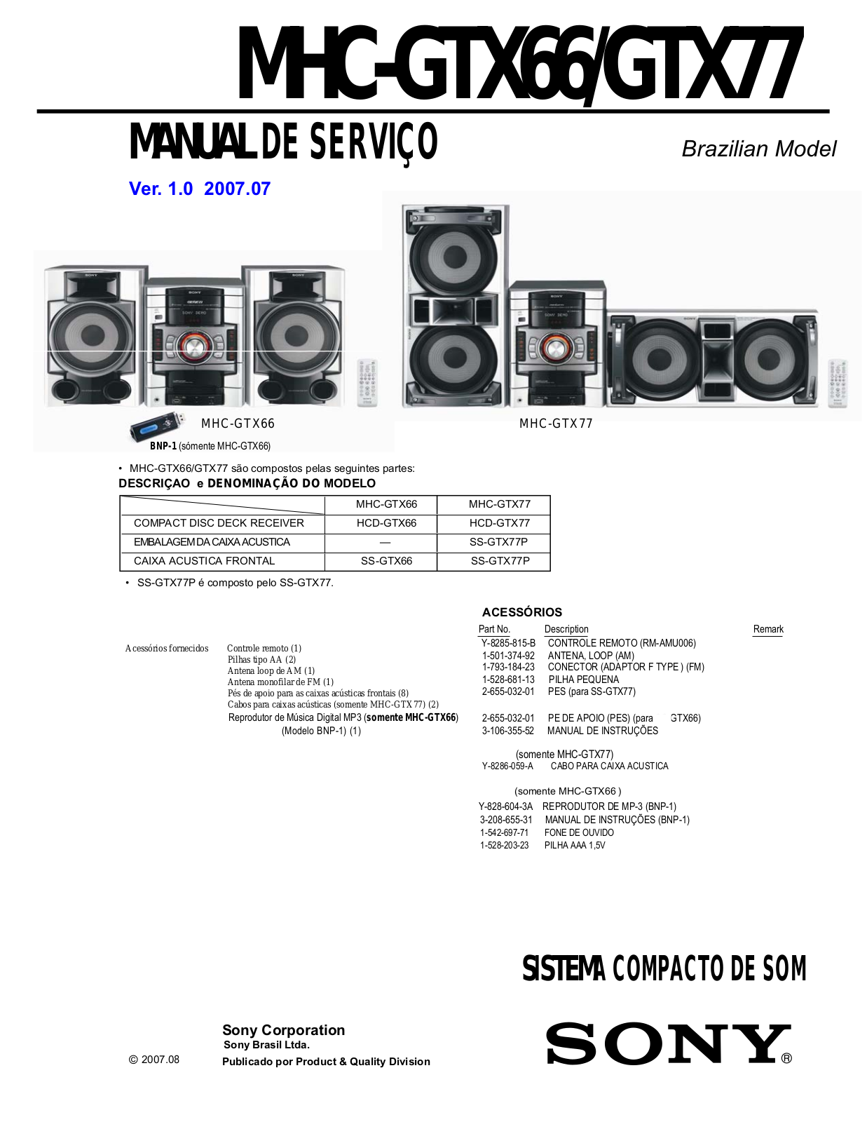 Sony MHCGTX-66, MHCGTX-77 Service manual