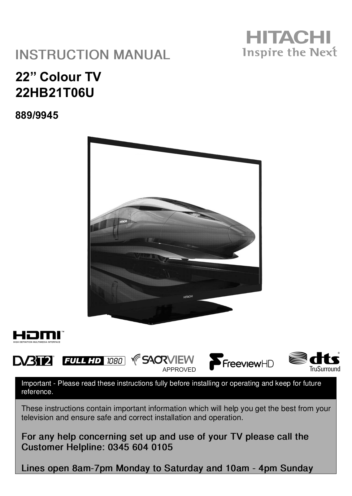 Hitachi 22HB21T06U Instruction manual