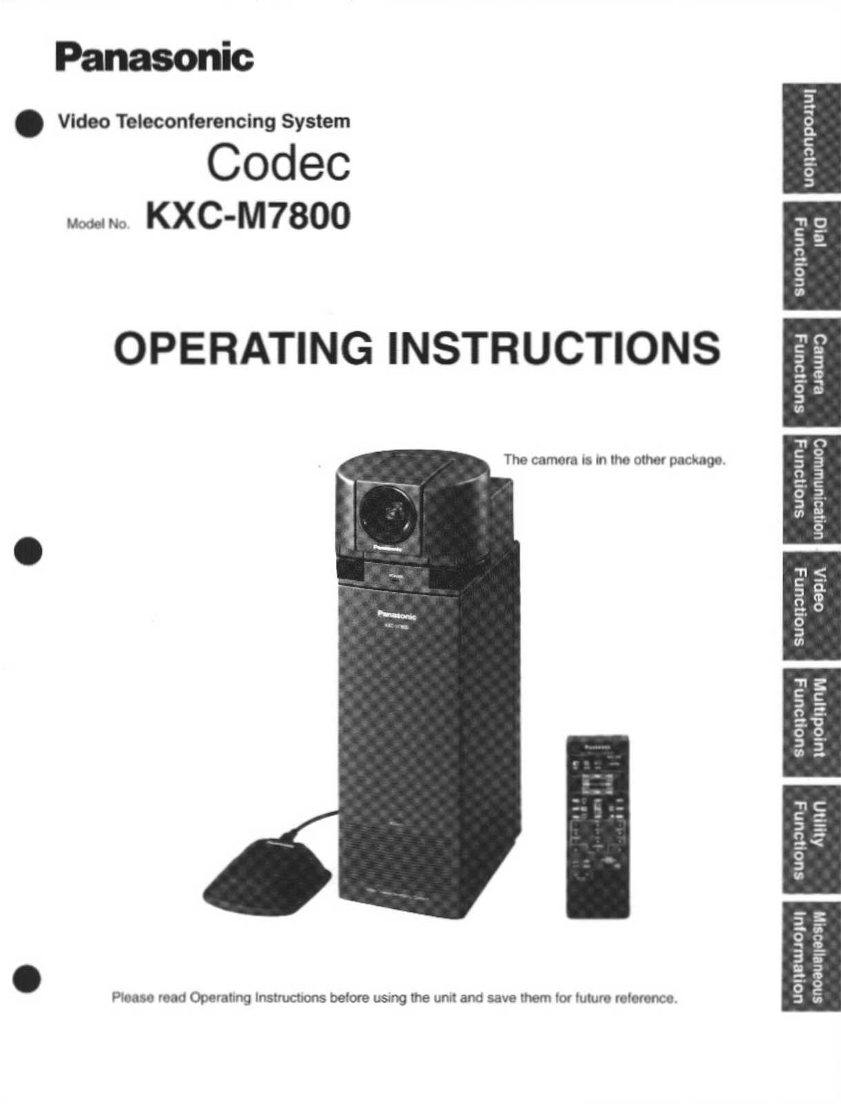 Panasonic kxc-m7800 Operation Manual