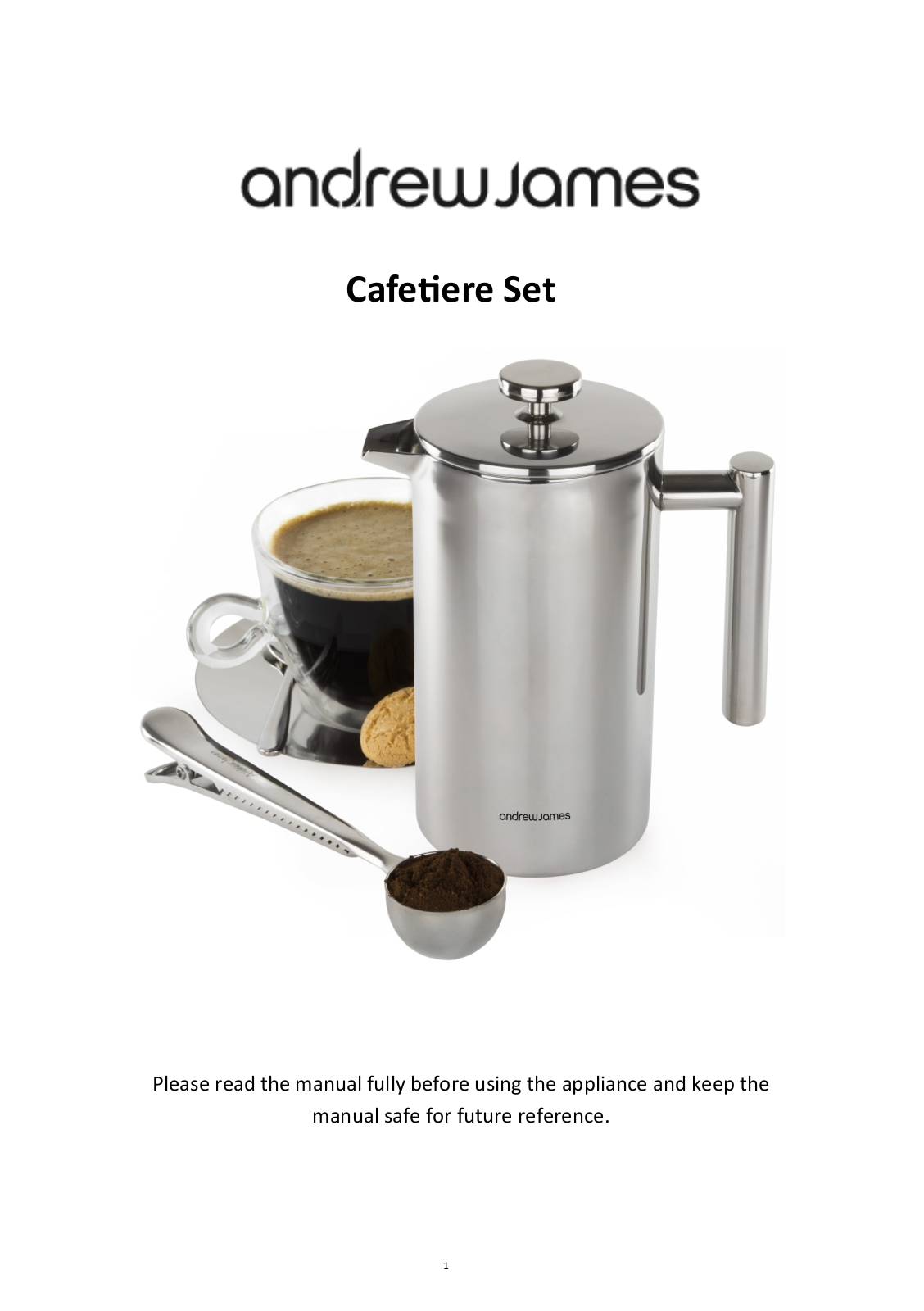 Andrew James Cafetiere and Measuring Spoon User Manual