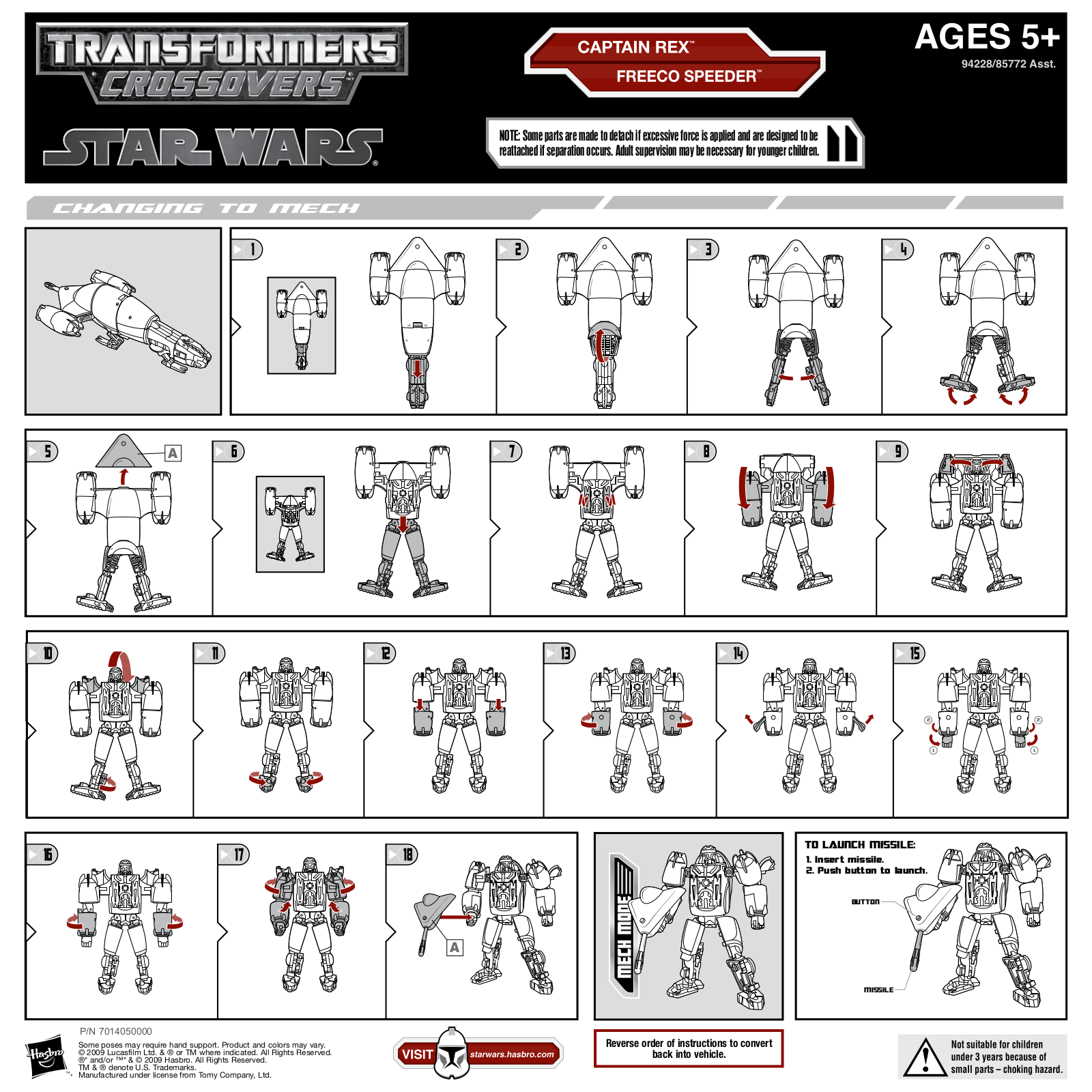 HASBRO Transformers Star Wars Freeco Speeder Captain Rex User Manual