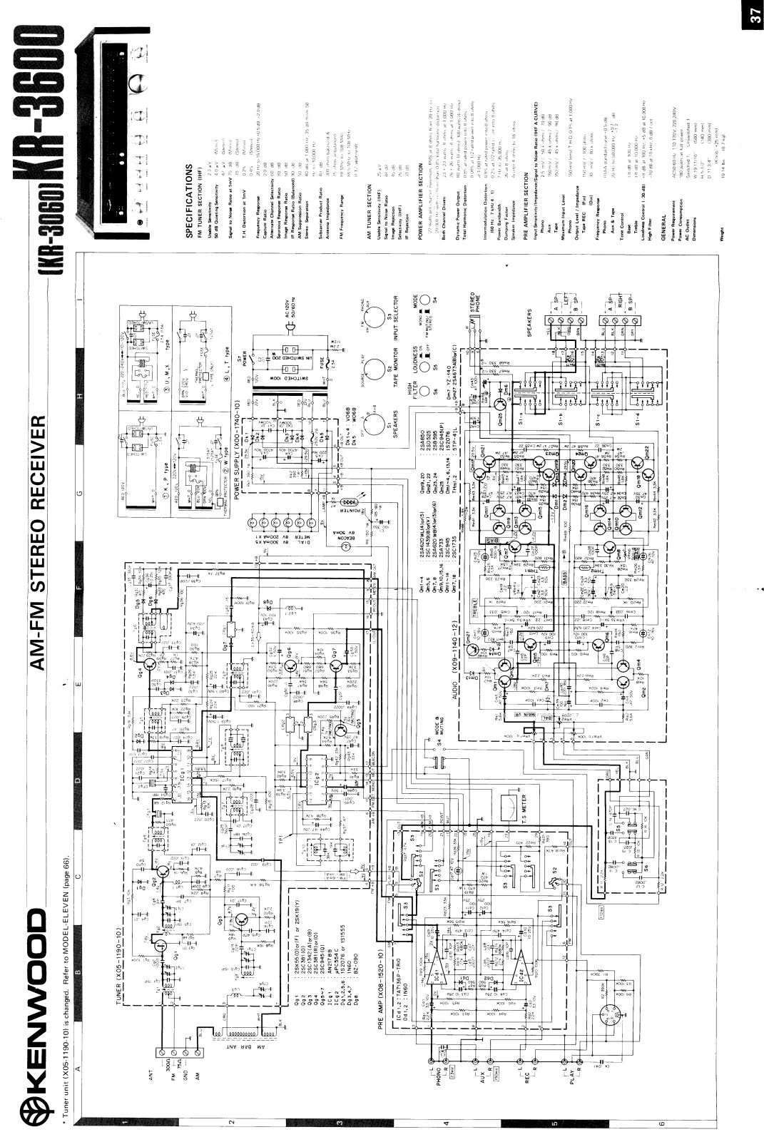 Kenwood KR-3600 Schematic