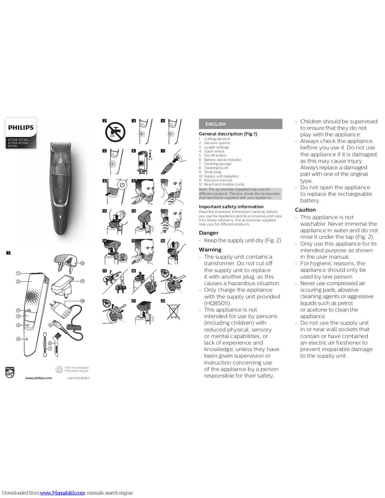 Philips BT7206, BT7205, BT7204, BT7202, BT7201 User Manual