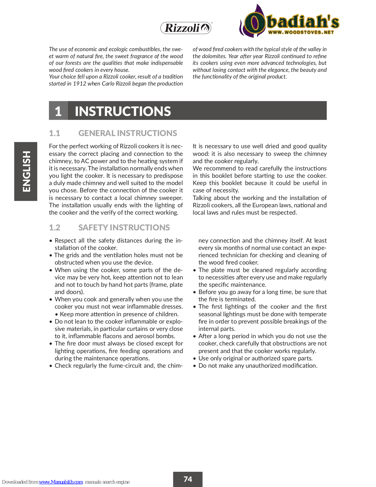 Rizzoli M Range, MZ Range, ML Range Instructions Manual - ManualMachine.com