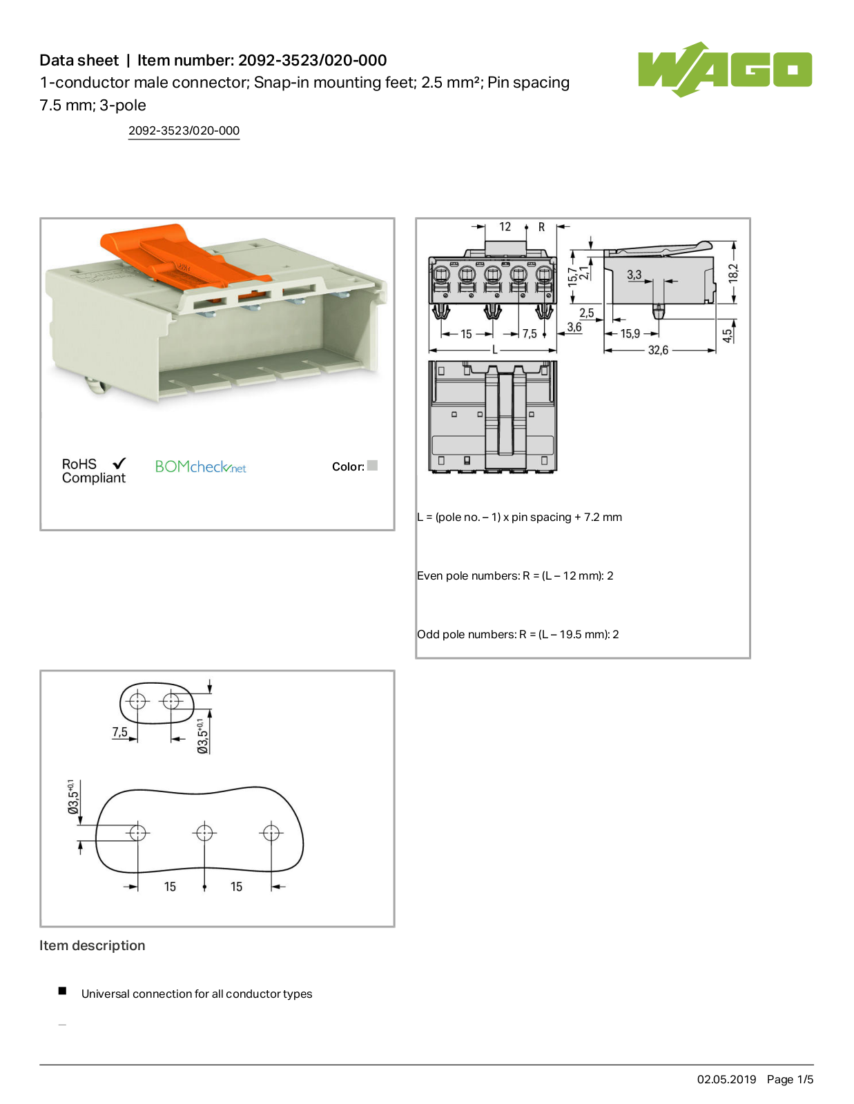 Wago 2092-3523/020-000 Data Sheet