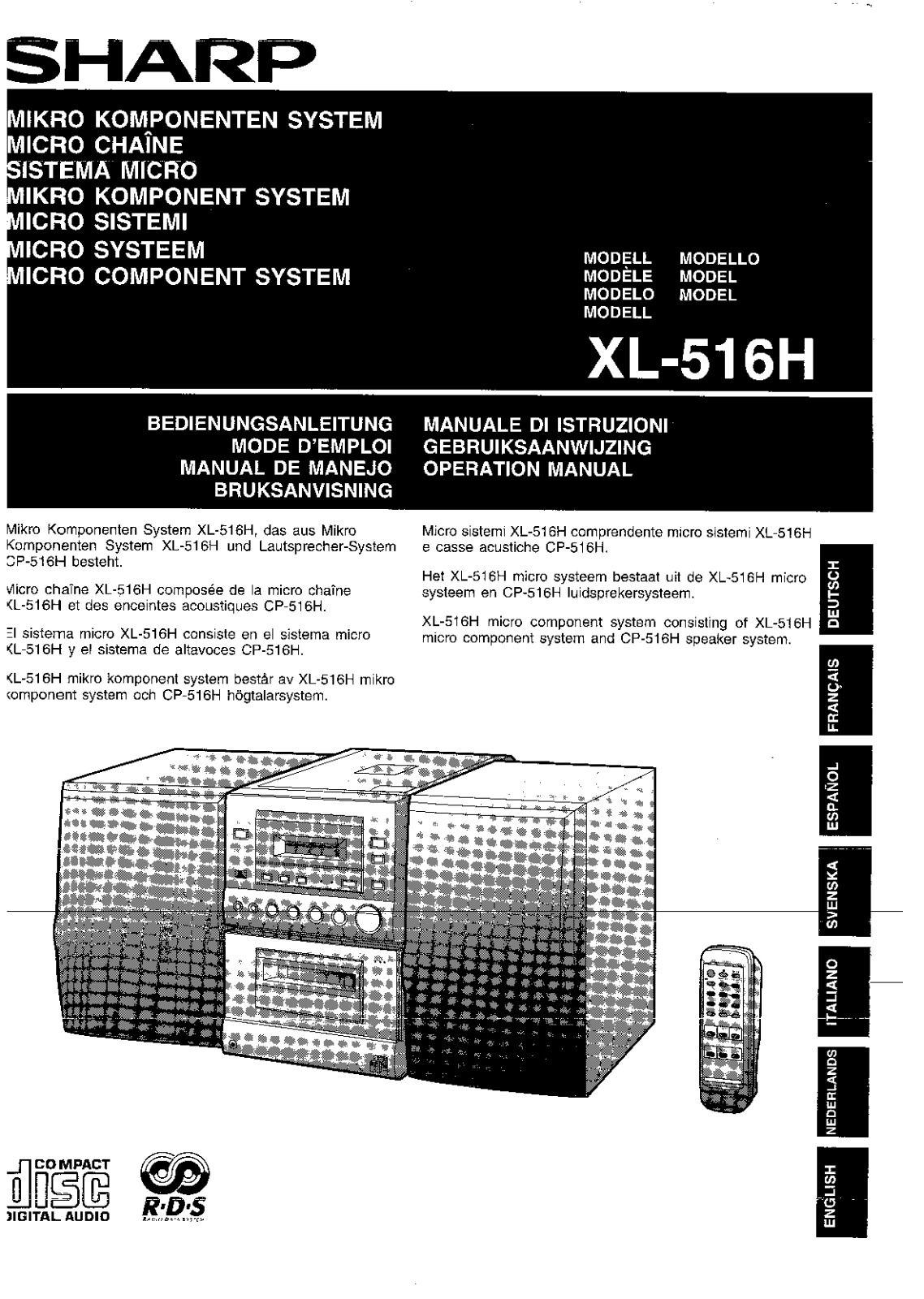 Sharp XL-516H User Manual