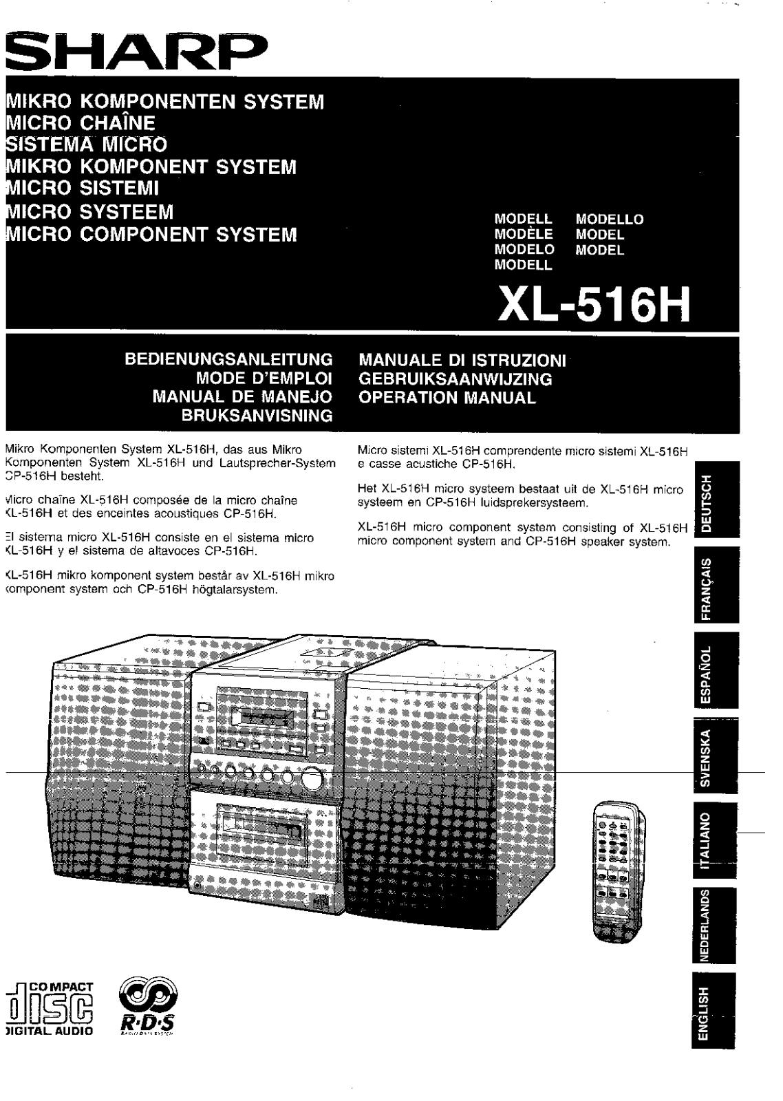 Sharp XL-516H Manual