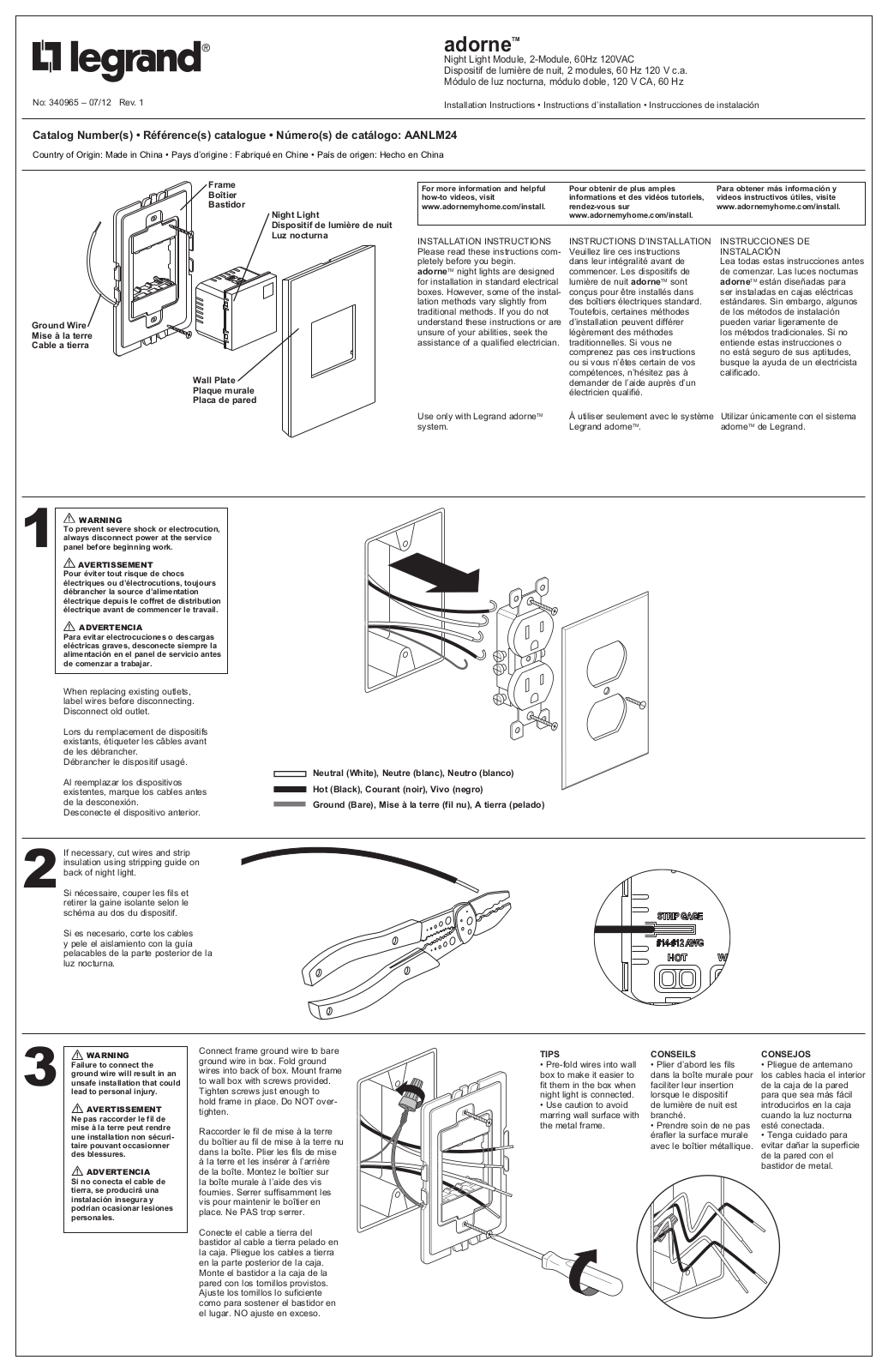 Legrand AANLM24 User Manual