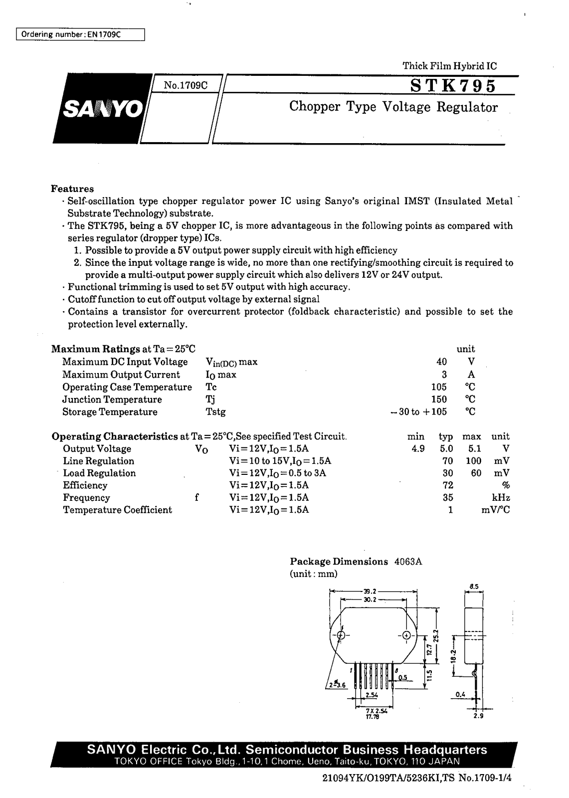 SANYO STK795 Datasheet