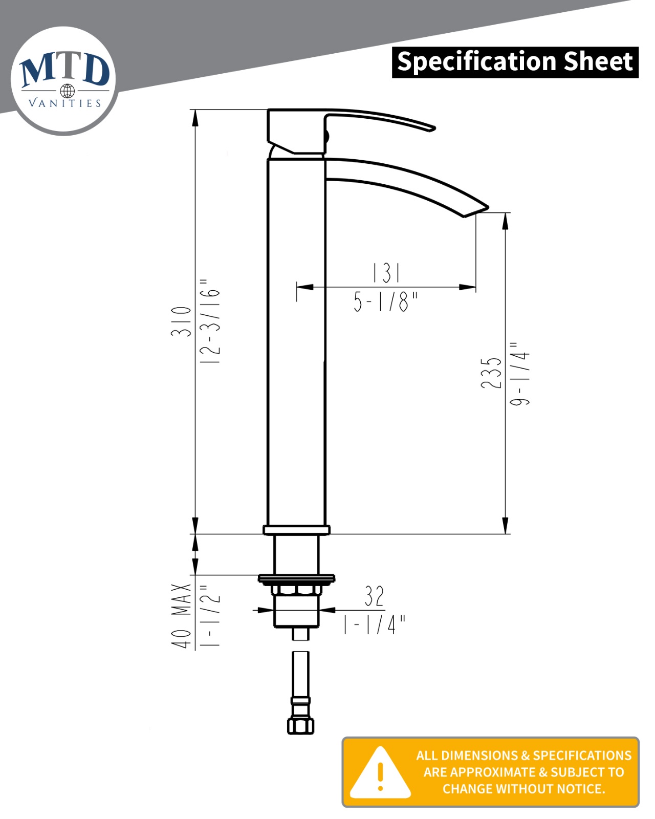 MTD Vanities NDRY1006 Specifications - ManualMachine.com