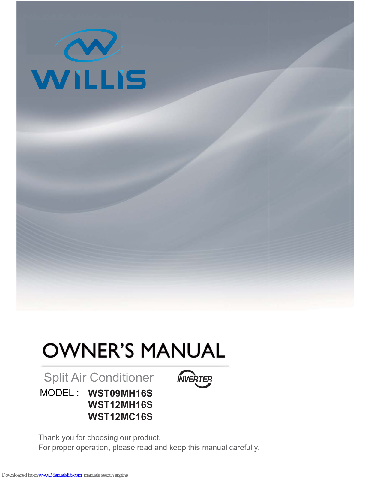 Willis WST09MH16S, WST12MH16S, WST12MC16S Owner's Manual