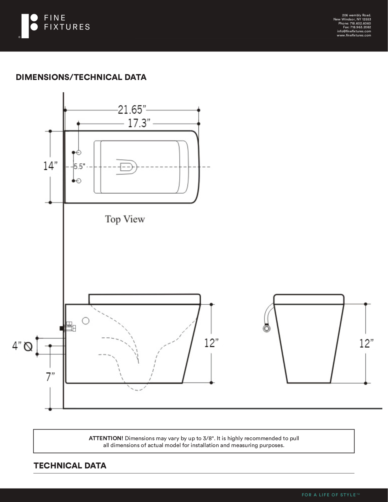 Fine Fixtures EAFK1212 Dimensions - ManualMachine.com