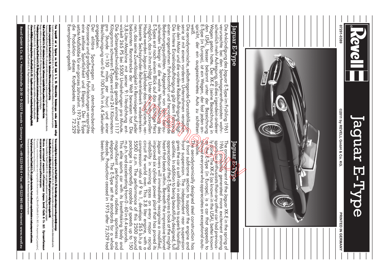 REVELL Jaguar XK-E User Manual