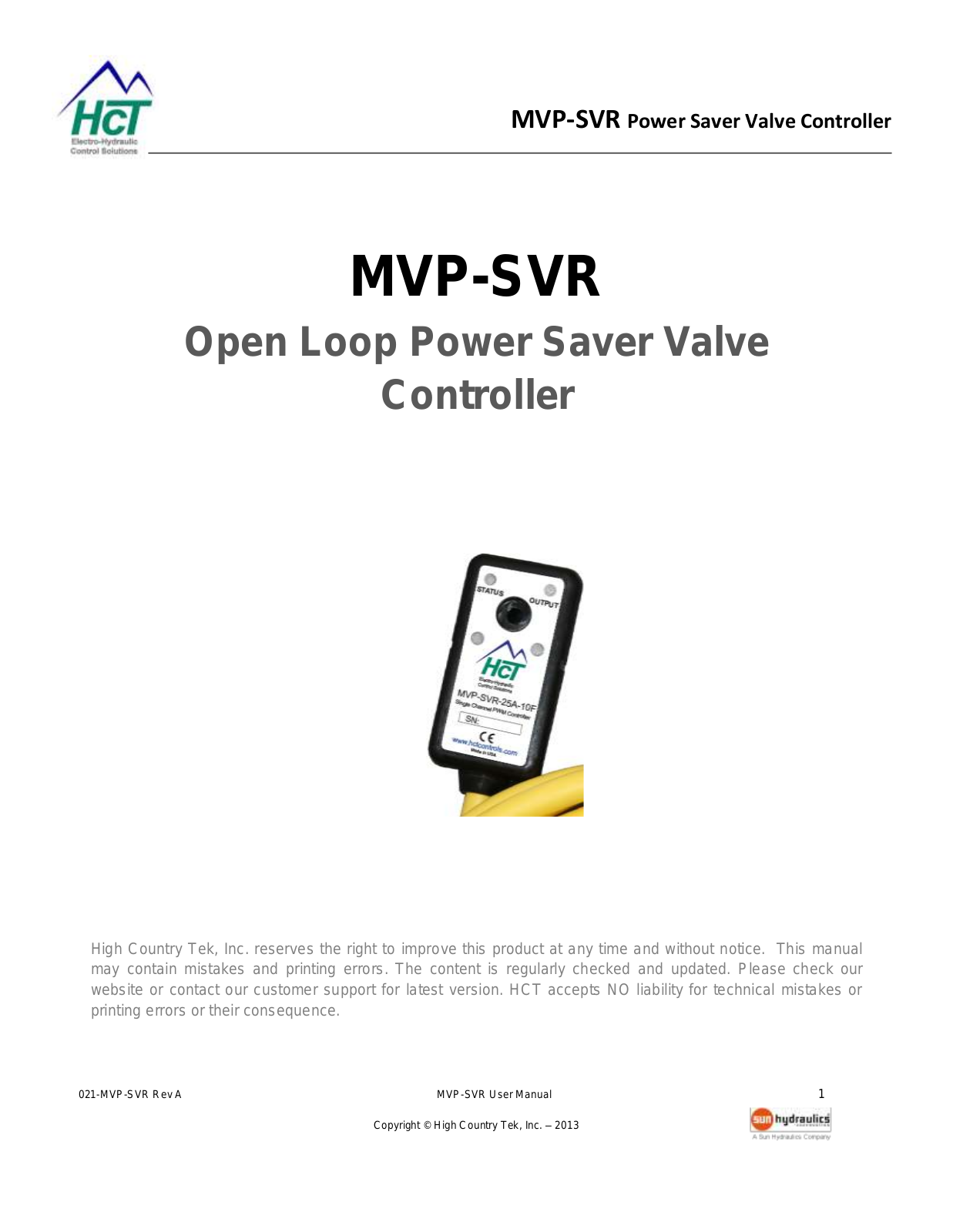 HCT MVP-SVR User Manual