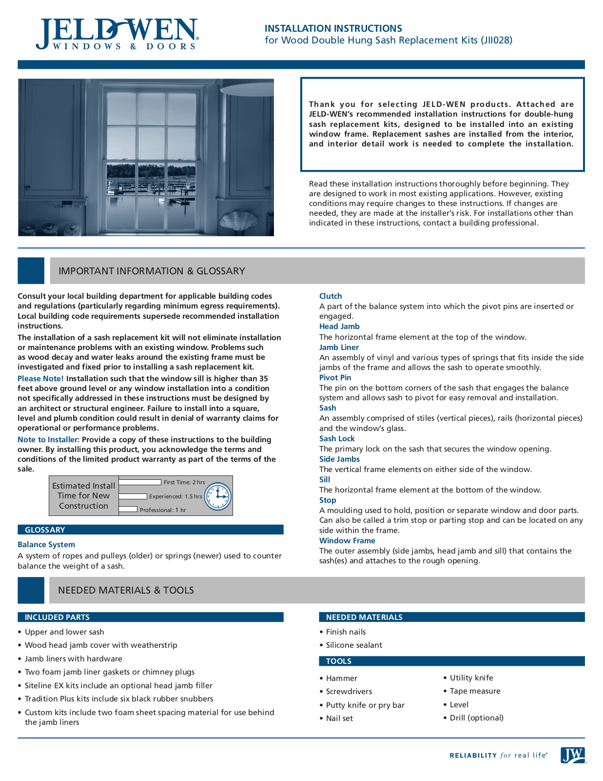 JELD-WEN JII028 User Manual