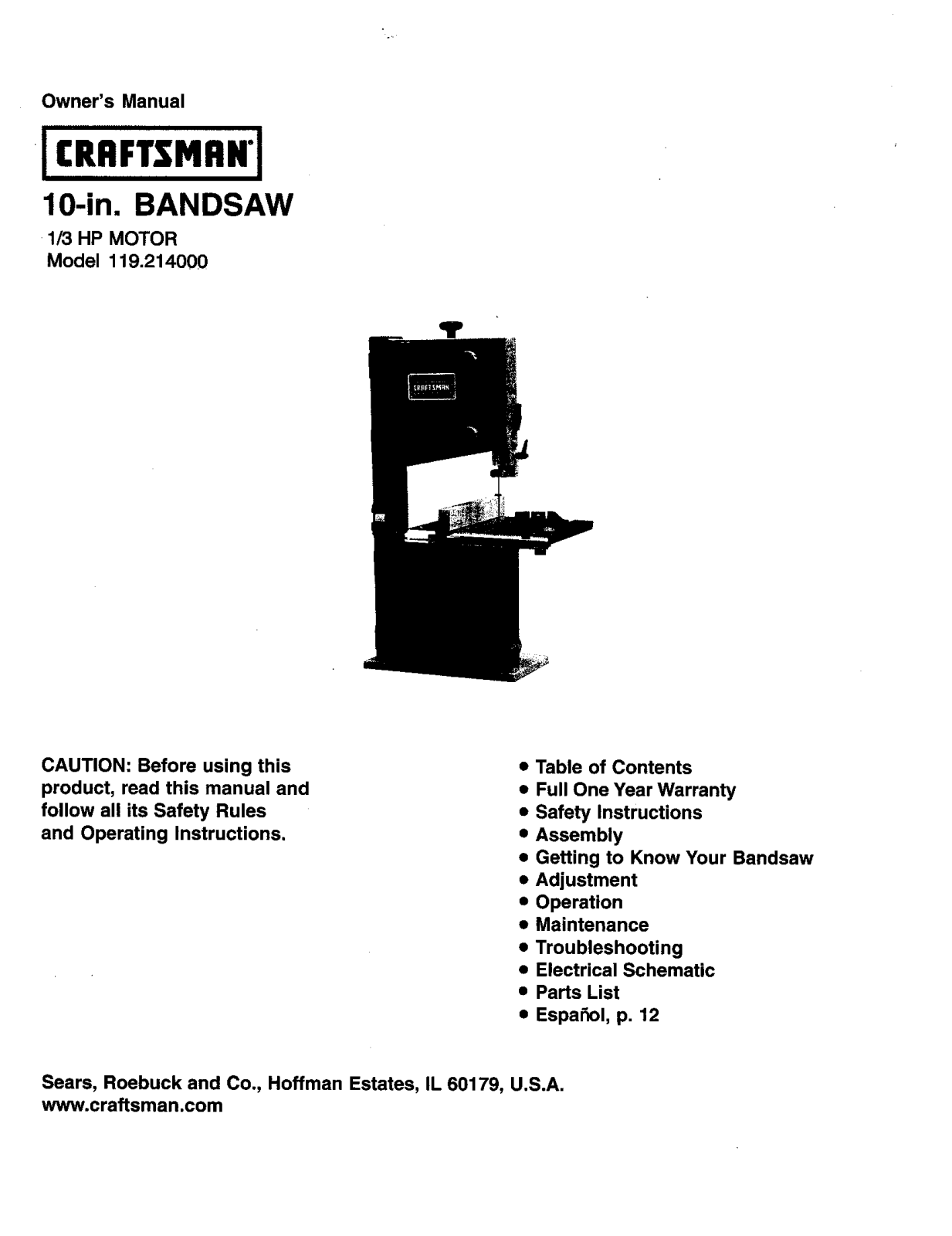 Craftsman 119.214 User Manual