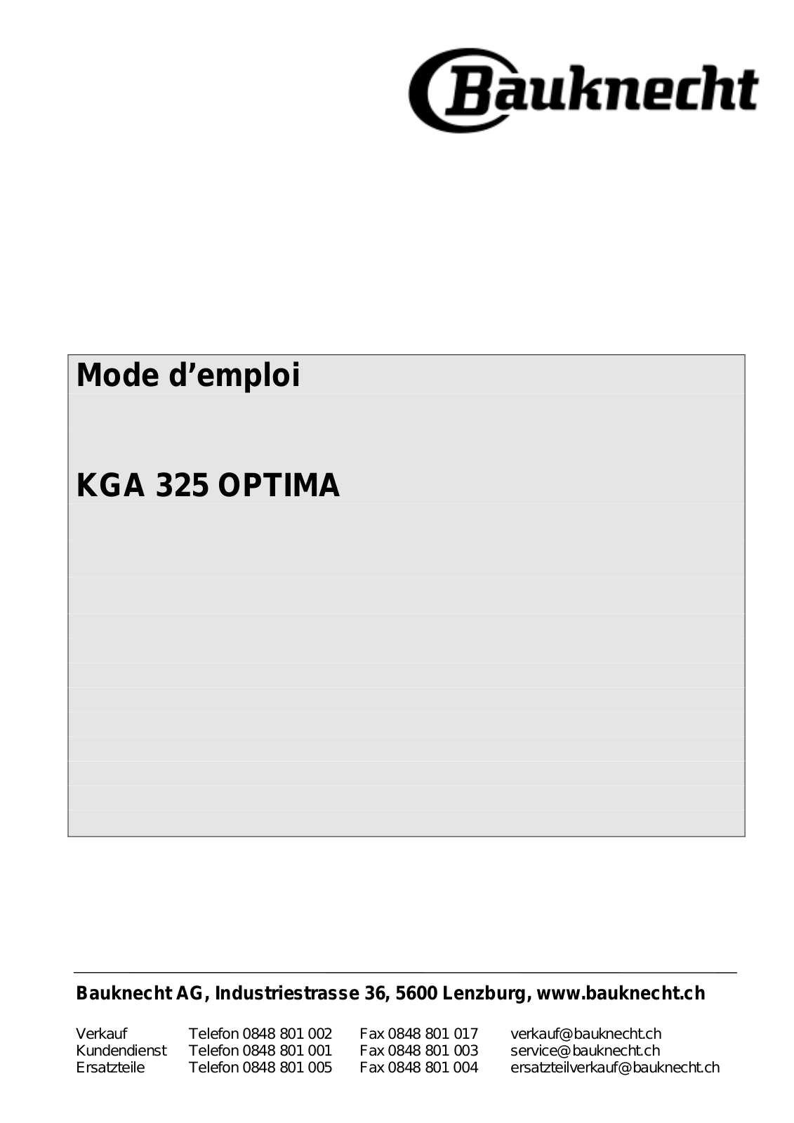 whirlpool KGA 325 OPTIMA User Manual