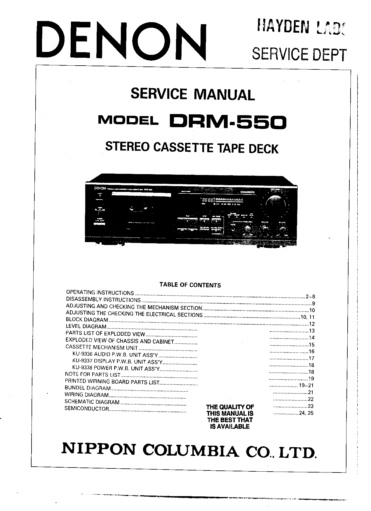 Denon DRM-550 Service Manual