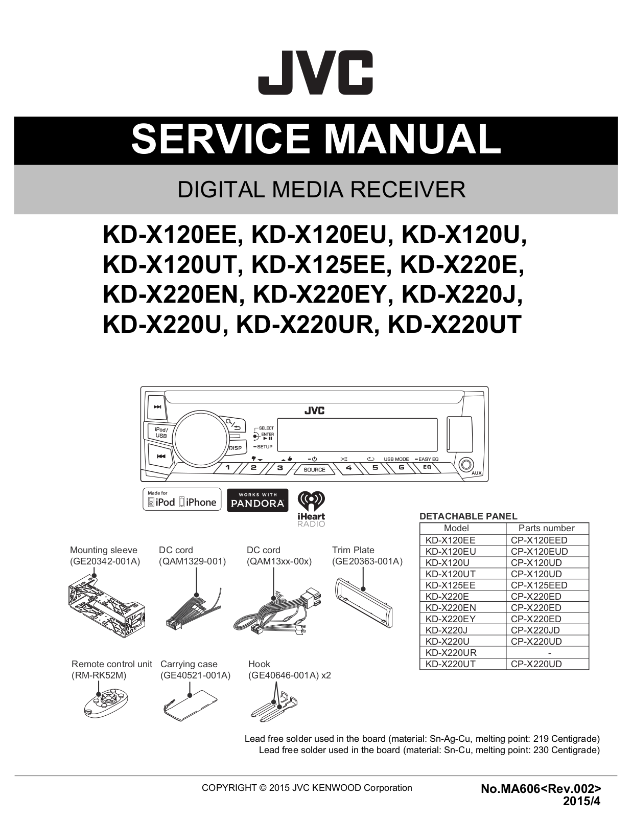 Jvc KD-X220-UT, KD-X220-UR, KD-X220-U, KD-X220-J, KD-X220-EY Service Manual