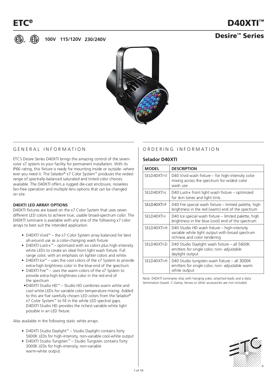 ETC SELD40XTI-D, Desire D40XTI Vivid Data Sheet