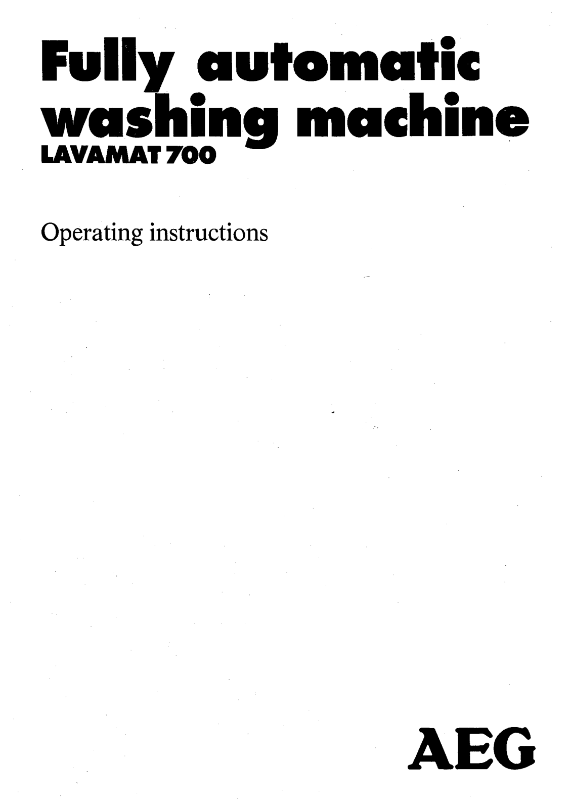 AEG Lavamat 700 User Manual