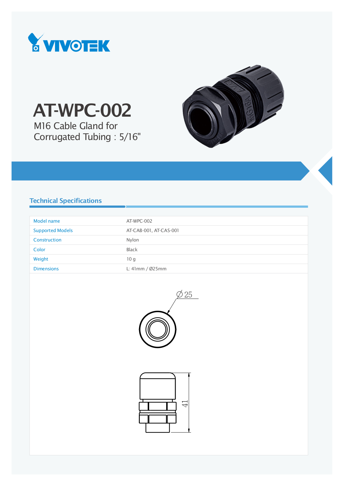 Vivotek AT-WPC-002 Specsheet