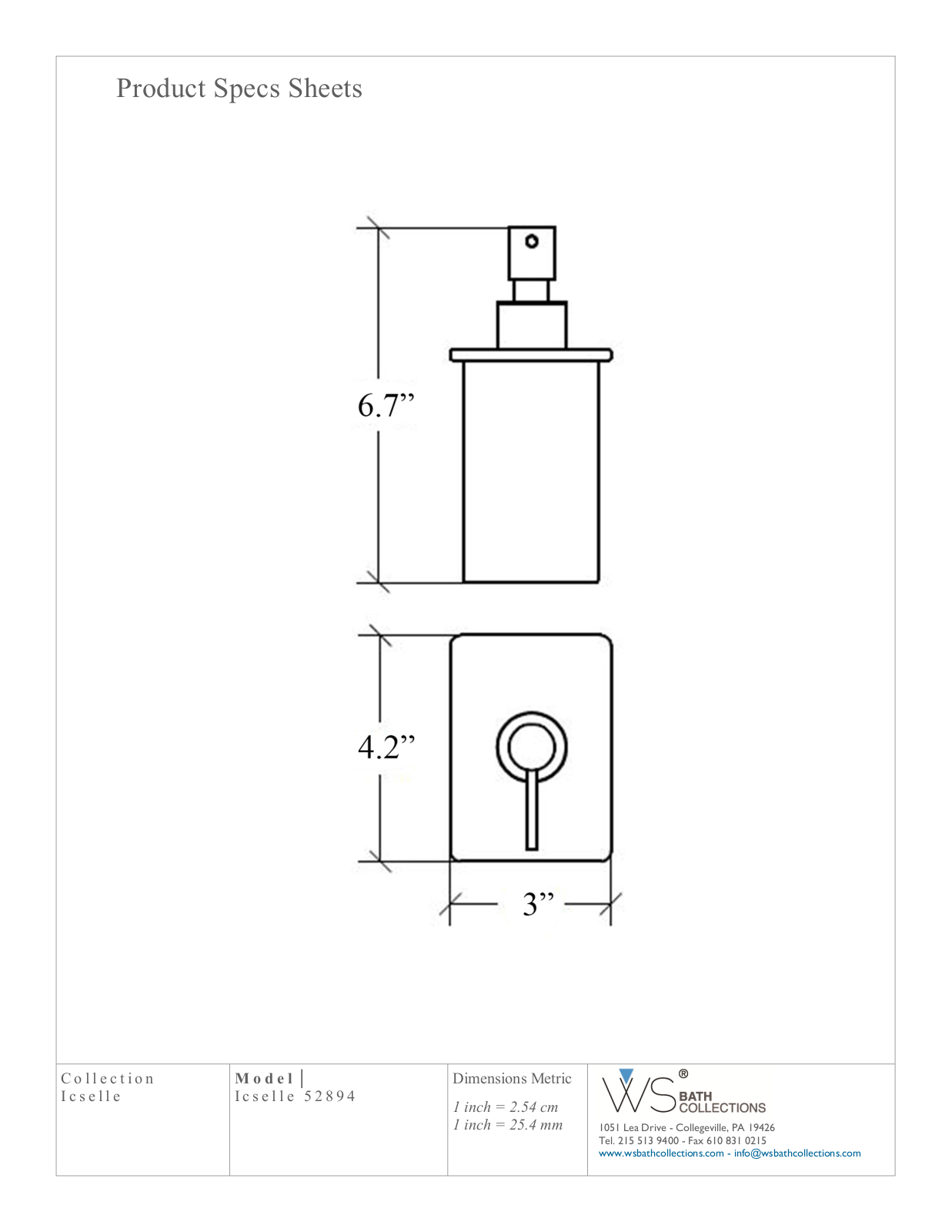 WS Bath Collections WSO3720 Specifications - ManualMachine.com