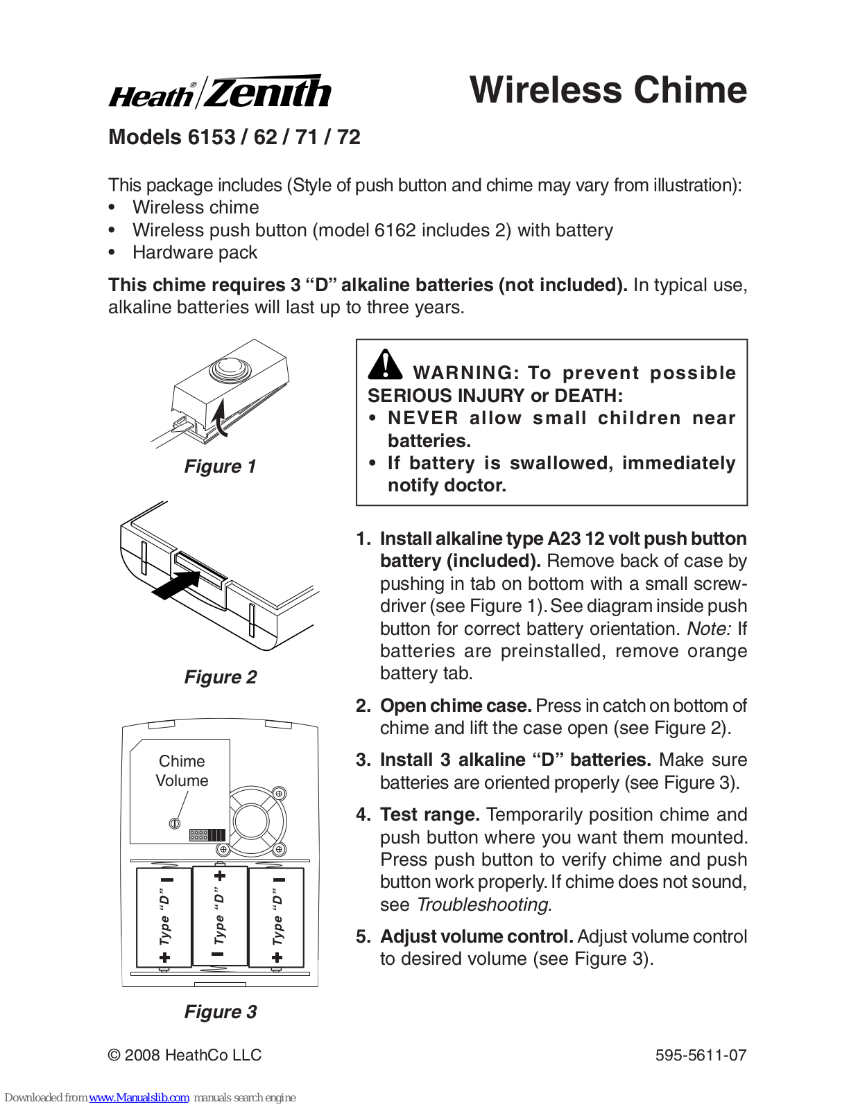 Heath Zenith 6153, 6162, 6171, 6172 Owner's Manual