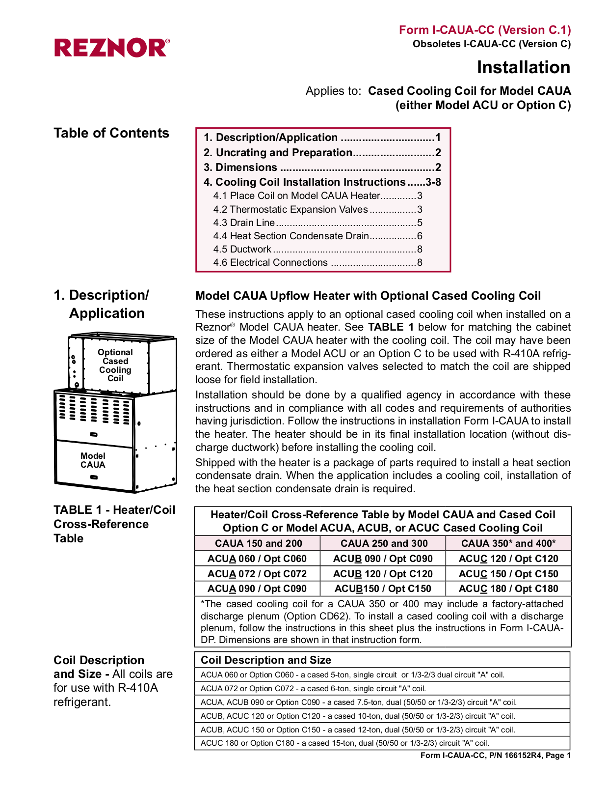 Reznor ACUB User Manual