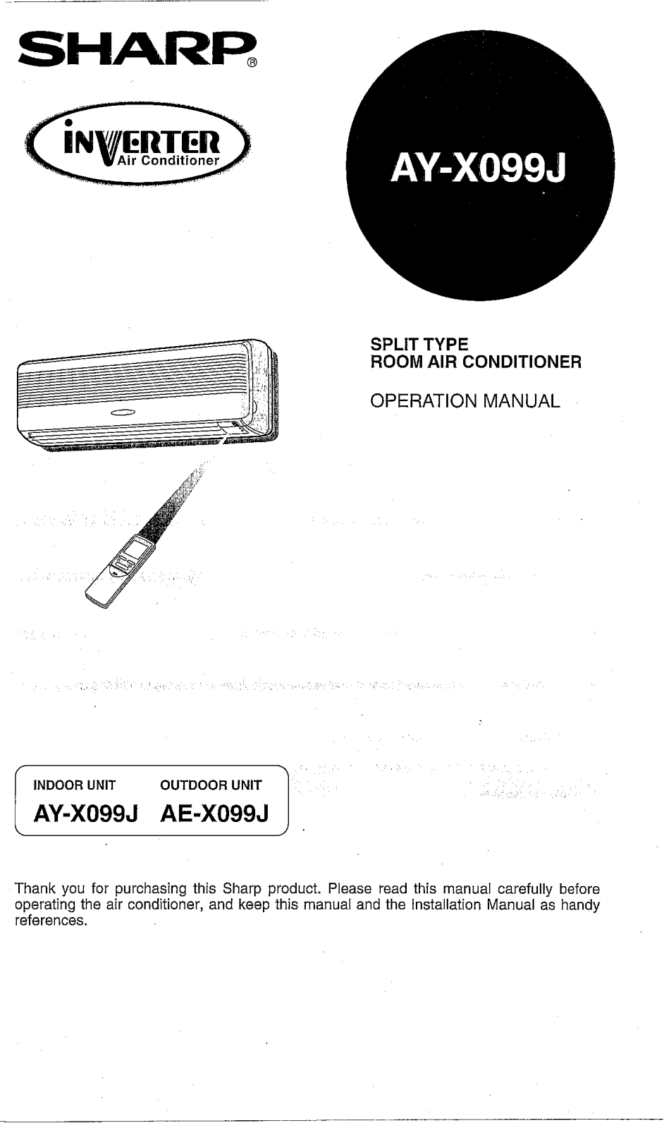 Sharp AY-X099J Operation Manual