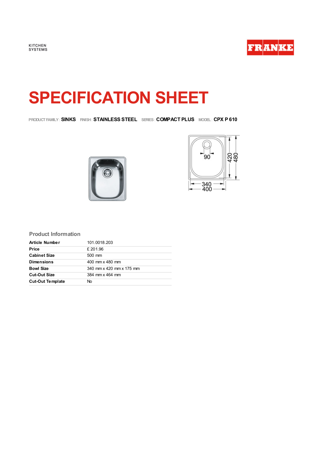 Franke Foodservice CPX P 610 User Manual