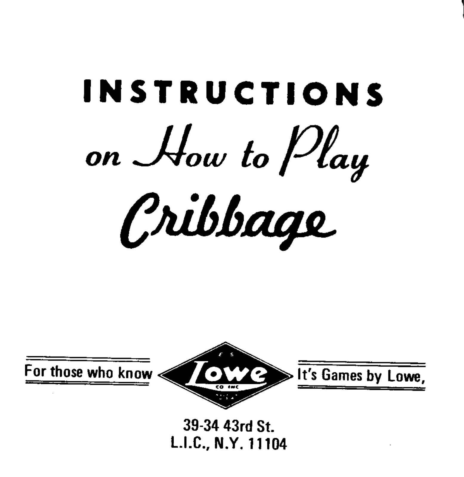 Hasbro CRIBBAGE User Manual